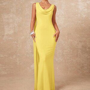 Yellow Elegant Women's Flowing Ruffled Mermaid Dress